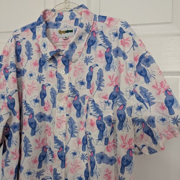 Tipsy Elves Toucan Tango Hawaiian Shirt Mens Size XXL Tropical Floral Casual - Picture 2 of 10